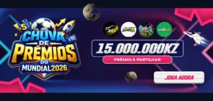 Promoção Chuva de Prémios com Roda da Sorte e 15 milhões de Kz em prémios para jogadores.